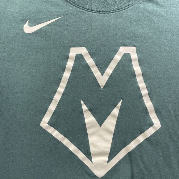Milwaukee Bucks Shirt Mens Small Green Cream Nike Dri-Fit Swoosh Short Sleeve - Picture 3 of 10